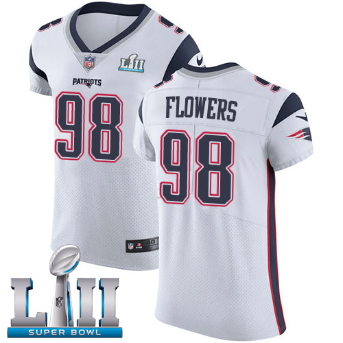 Nike Patriots #98 Trey Flowers White Super Bowl LII Men's Stitched NFL Vapor Untouchable Elite Jersey